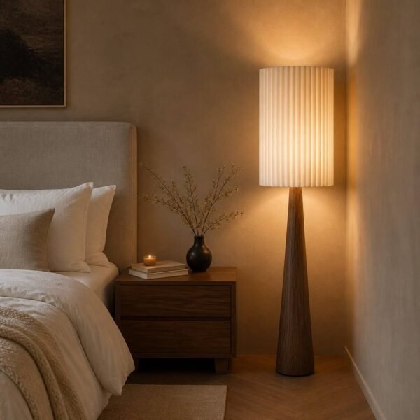 Harsen vloerlamp met houtnerf